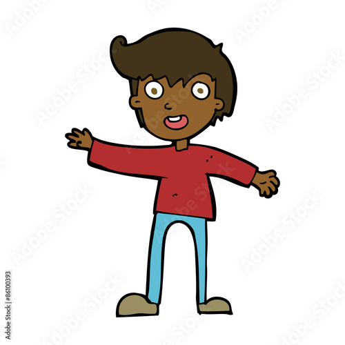 cartoon excited boy