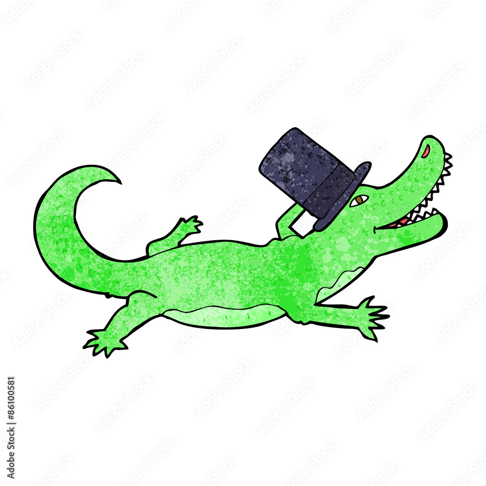 Fototapeta premium cartoon crocodile in top hat