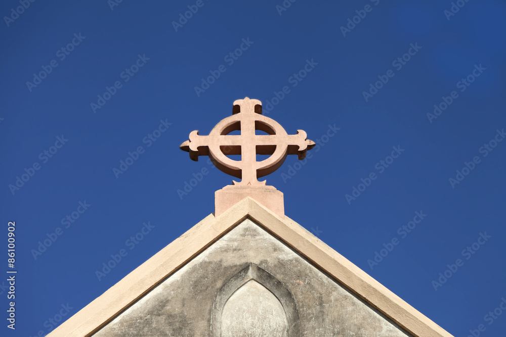 Church Cross against blue sky