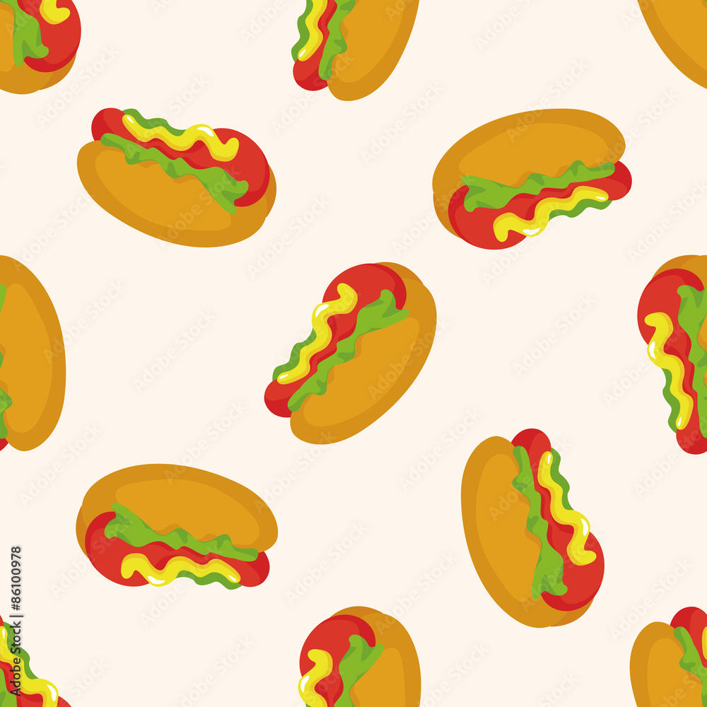 Fried foods theme hot dog ,seamless pattern Fried foods theme hot dog ,seamless pattern