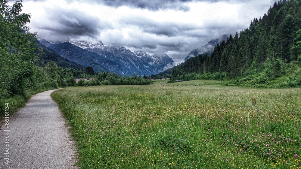 Fototapeta premium Weg mit Bergpanorama