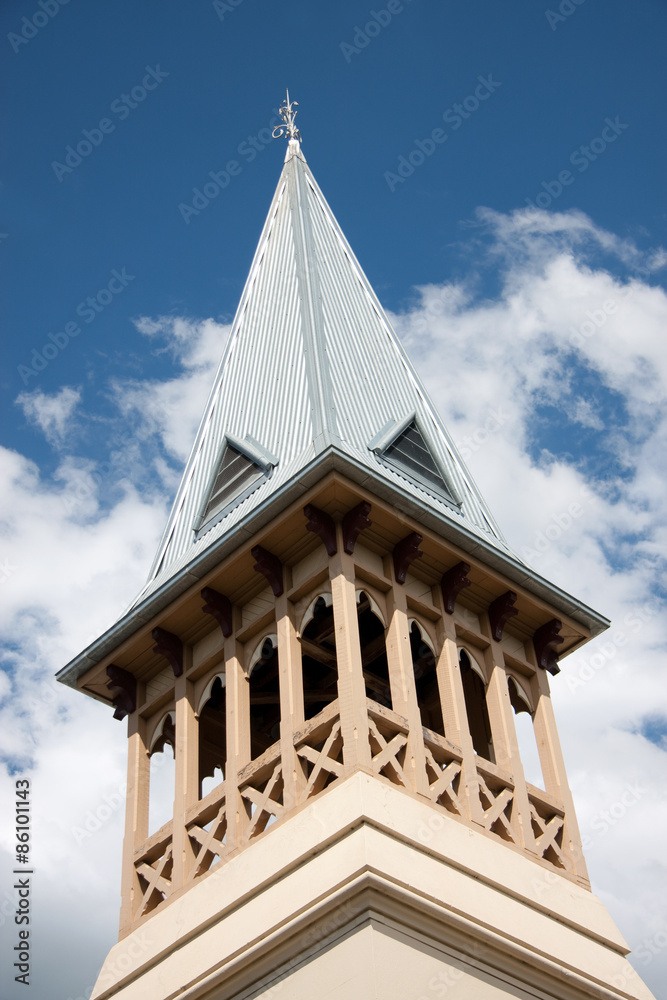 Church steeple against blue sky Church steeple against blue sky