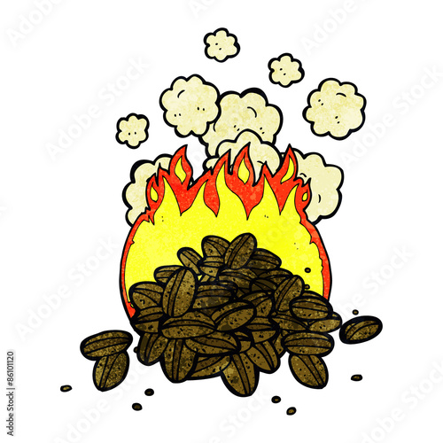 roasting coffee beans cartoon