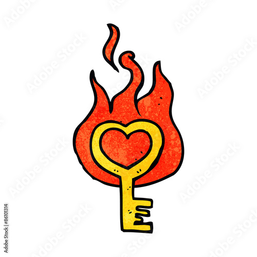 cartoon flaming key