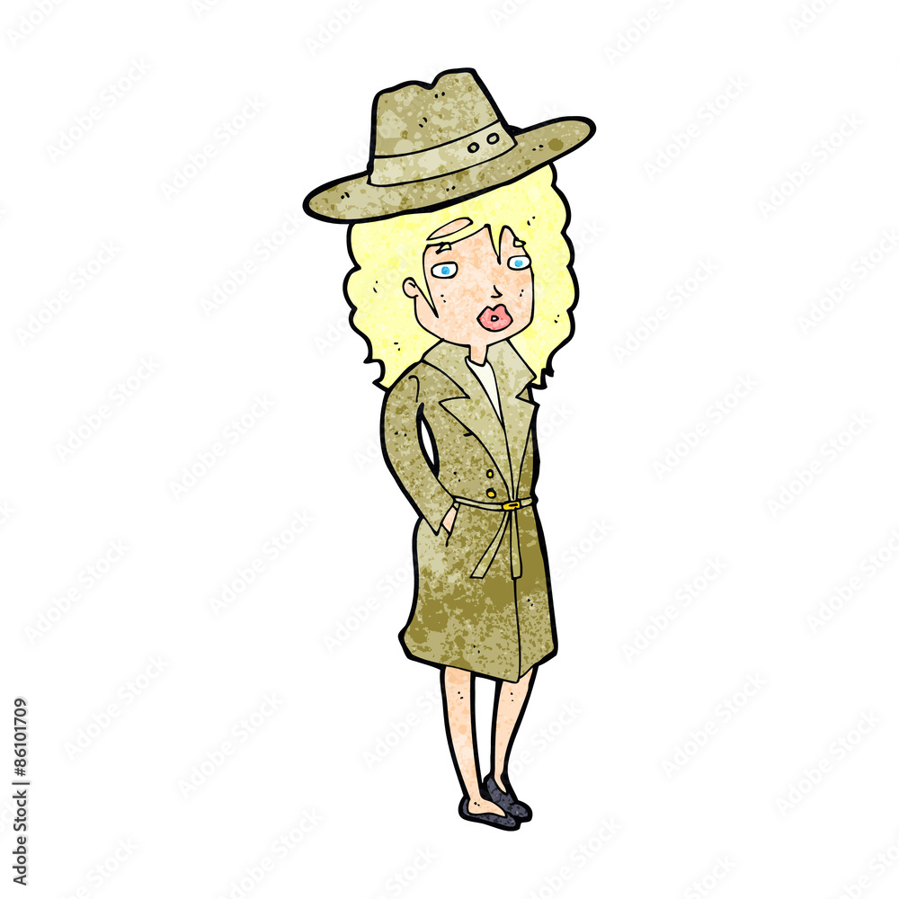 Fototapeta premium cartoon woman wearing sensible hat
