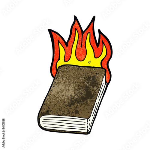 cartoon burning book