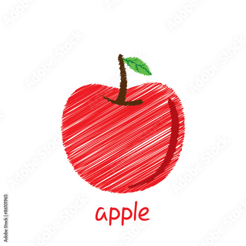 apple fruit, sketch design vector