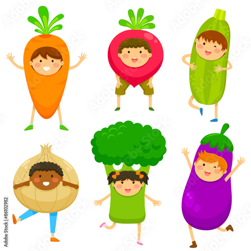 kids dressed like vegetables