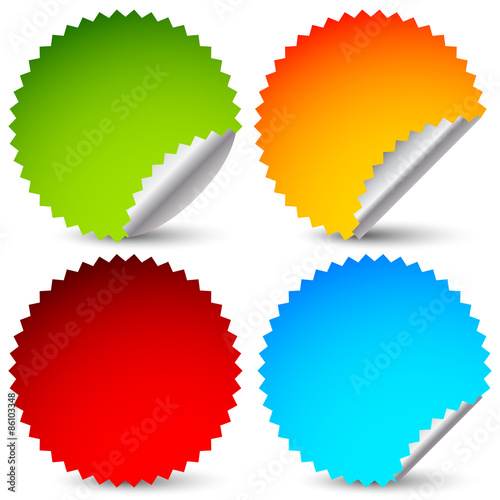 4 different sticker, starburst shape set. 4 colors.