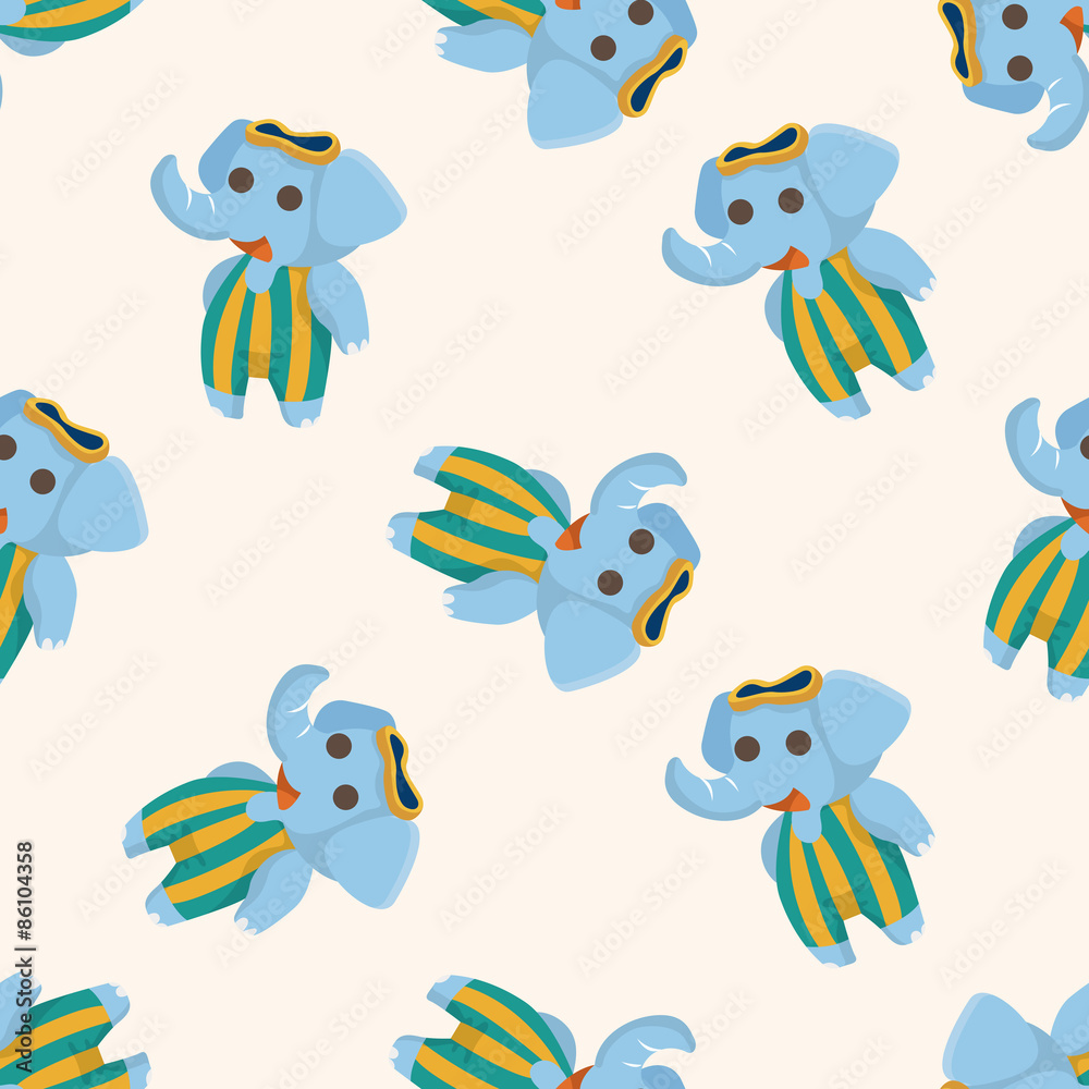Fototapeta premium Animal,ephant doing sports cartoon ,seamless pattern