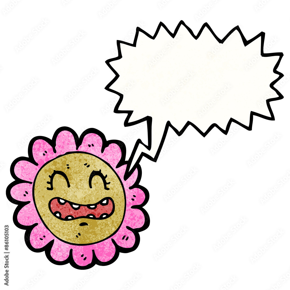 cartoon flower with speech bubble cartoon flower with speech bubble