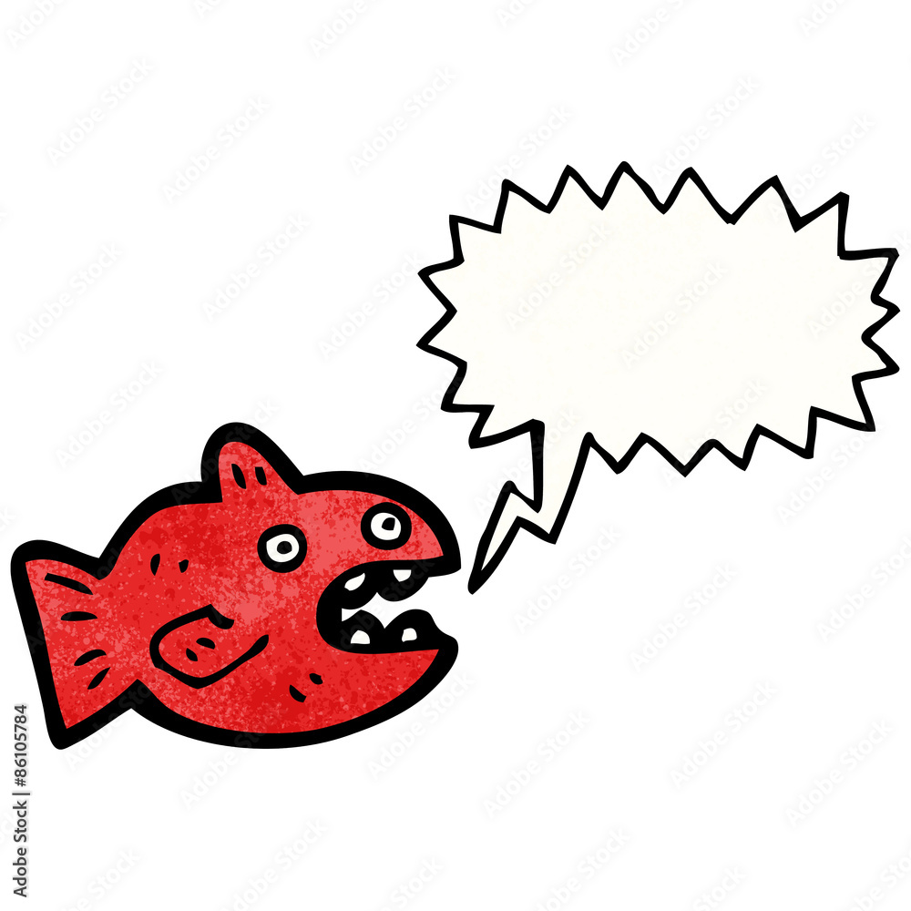 cartoon piranha with speech bubble