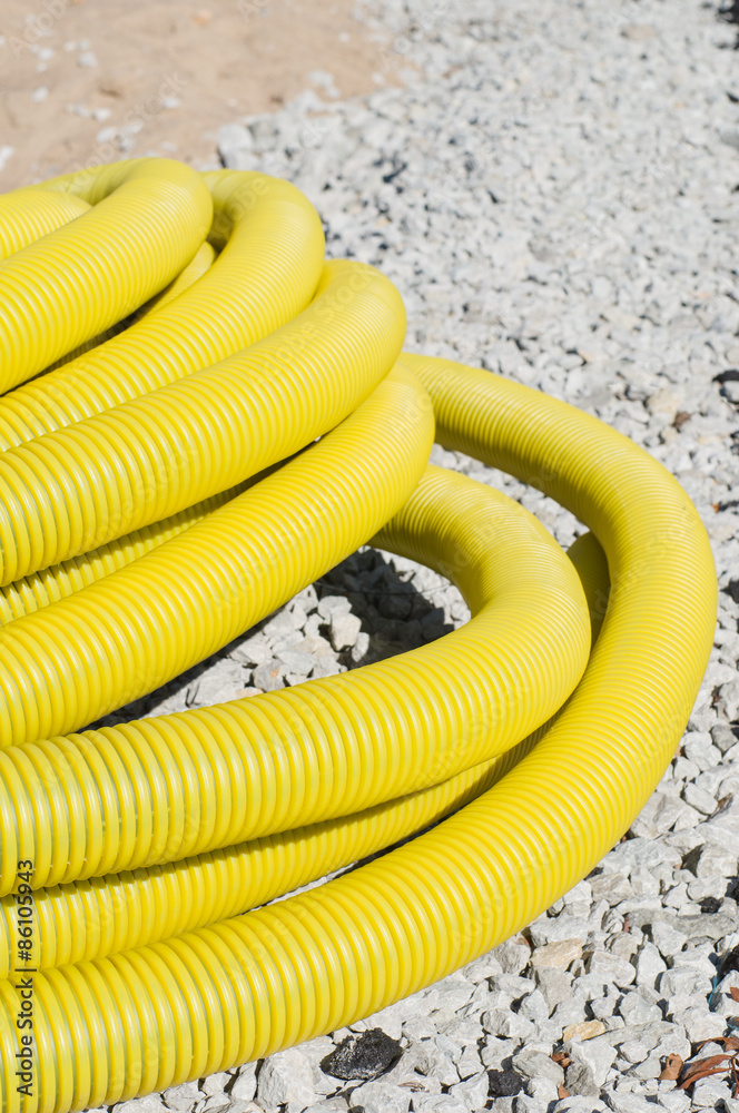 Flexible corrugated plastic pipe on the construction site Stock Photo Adobe Stock