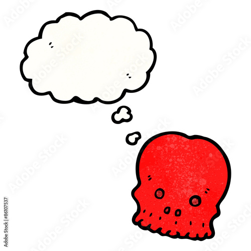 cartoon skull with thought bubble
