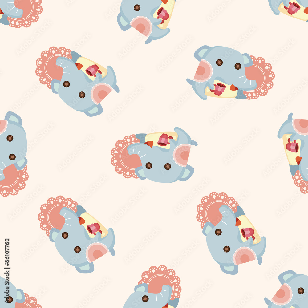 Fototapeta premium animal,ephant having afternoon tea ,seamless pattern