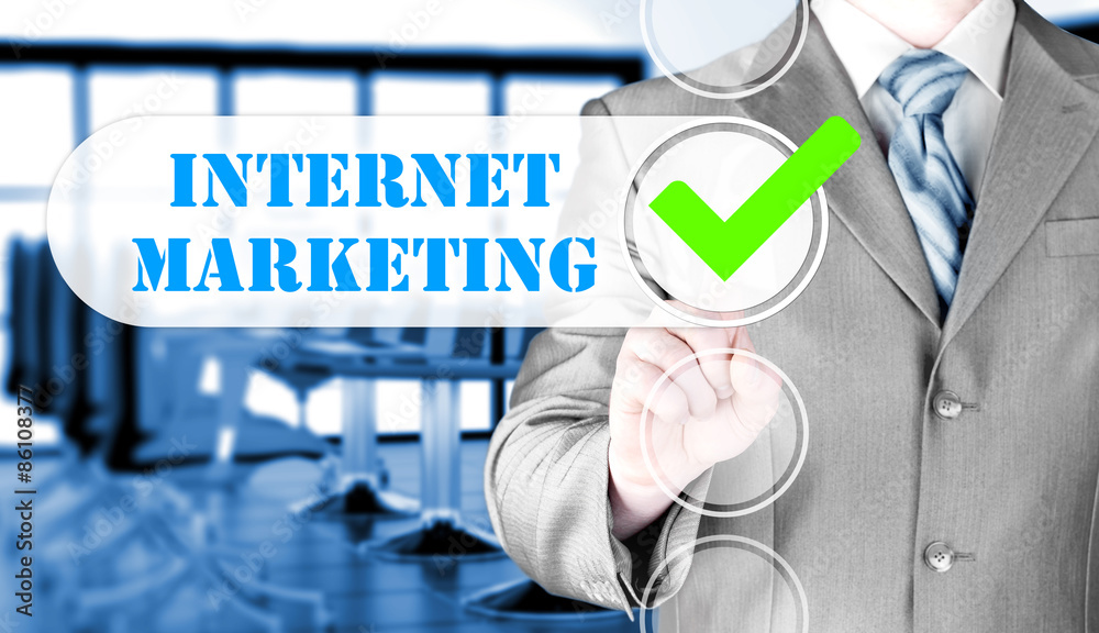 business man pressing checkbox internet marketing business man pressing checkbox internet marketing