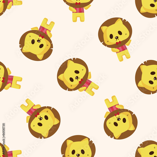 animal lion waiter cartoon ,seamless pattern