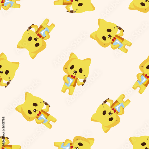 animal cat waiter cartoon ,seamless pattern