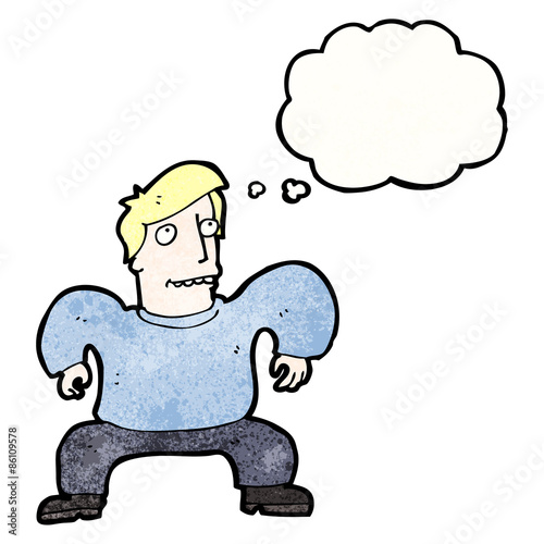 cartoon man squatting like crab