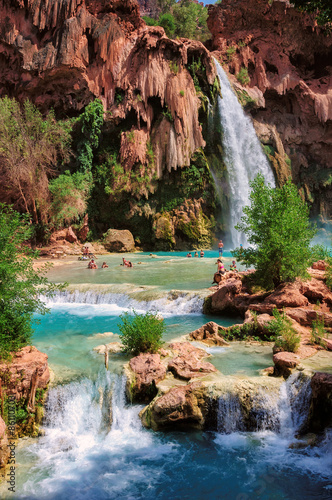 Beautiful waterfalls in Havasu Falls, Grand Canyon, Supai, Arizona, USA