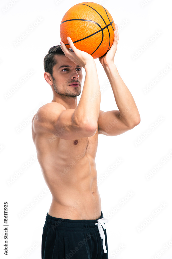 Portrait of a fitness man playing in basketball Portrait of a fitness man playing in basketball