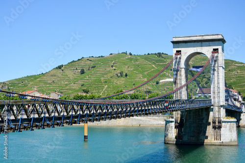 Quadro em tela Passerelle Marc-Seguin sur fond de coteaux