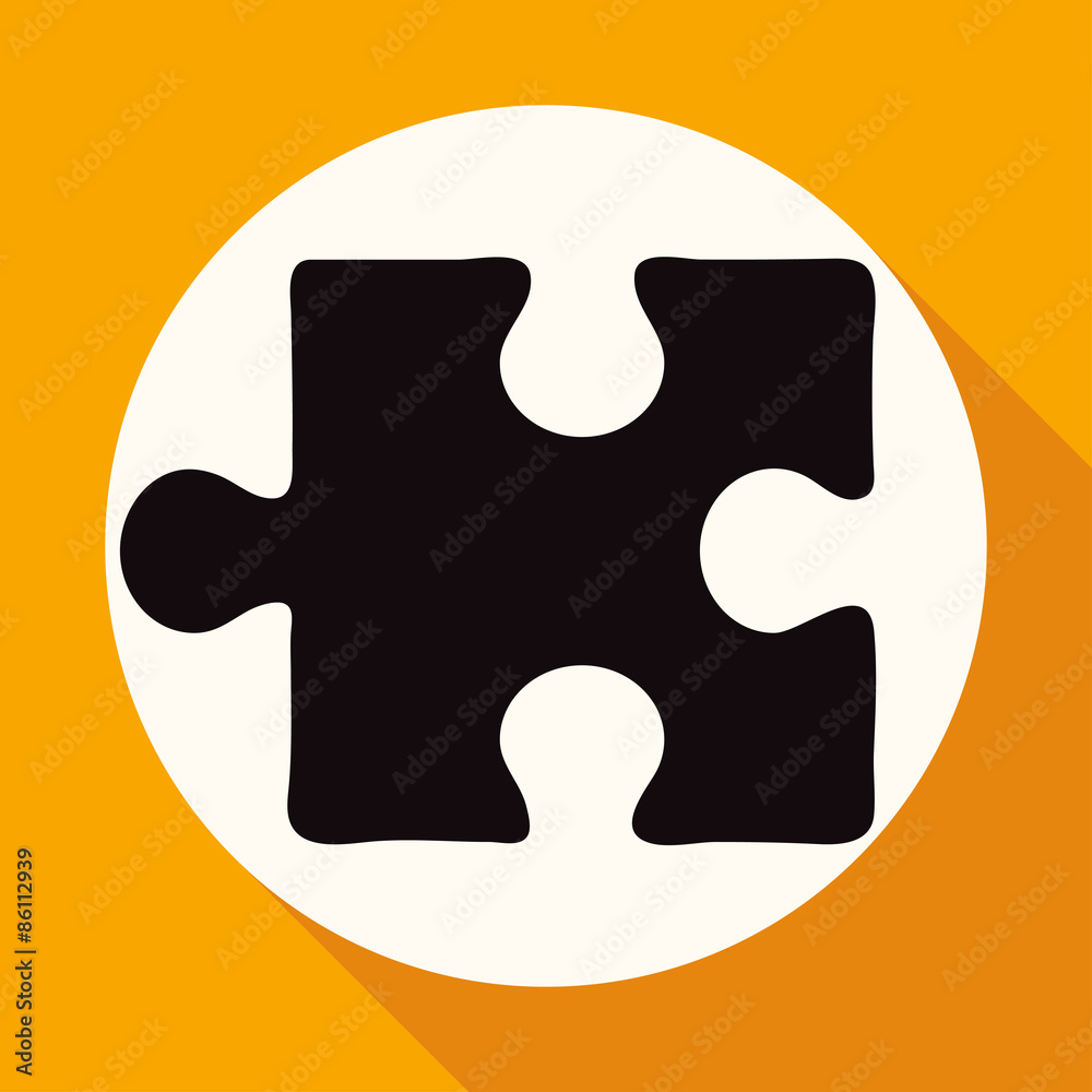 puzzle on white circle with a long shadow puzzle on white circle with a long shadow