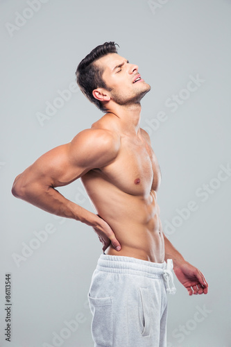 Portrait of a man standing with back pain
