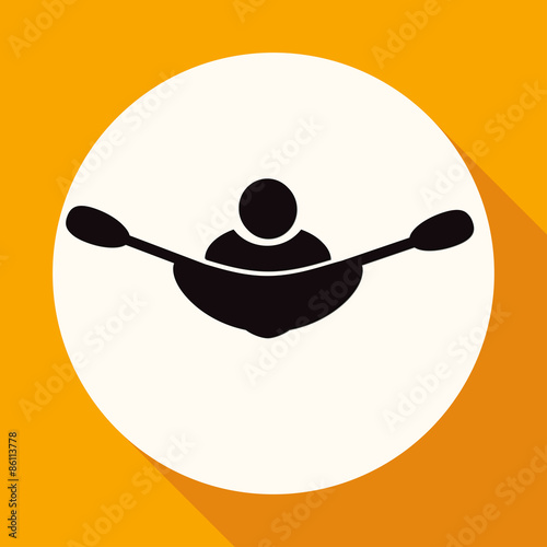 rowing icon on white circle with a long shadow