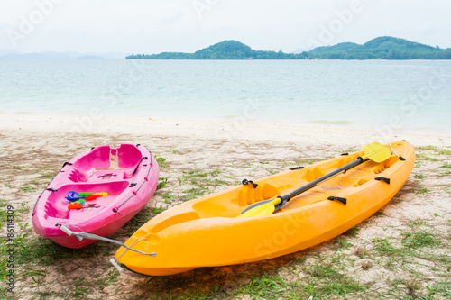 colorful canoe at the tropical beach