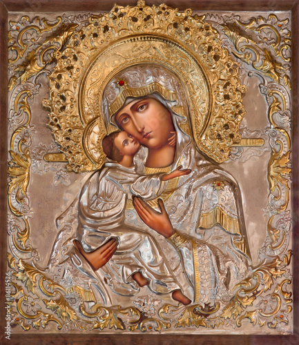 Fényképezés Jerusalem - Madonna in Russian orthodox Church of Mary of Magdalene