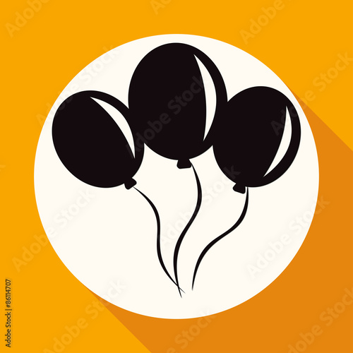balloon icon on white circle with a long shadow