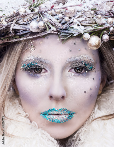 Fotografie, Obraz Beautiful girl as a Snow Queen!