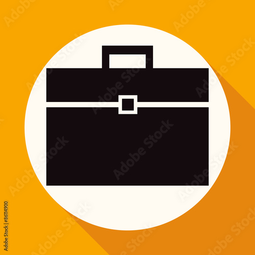 suitcase icon on white circle with a long shadow