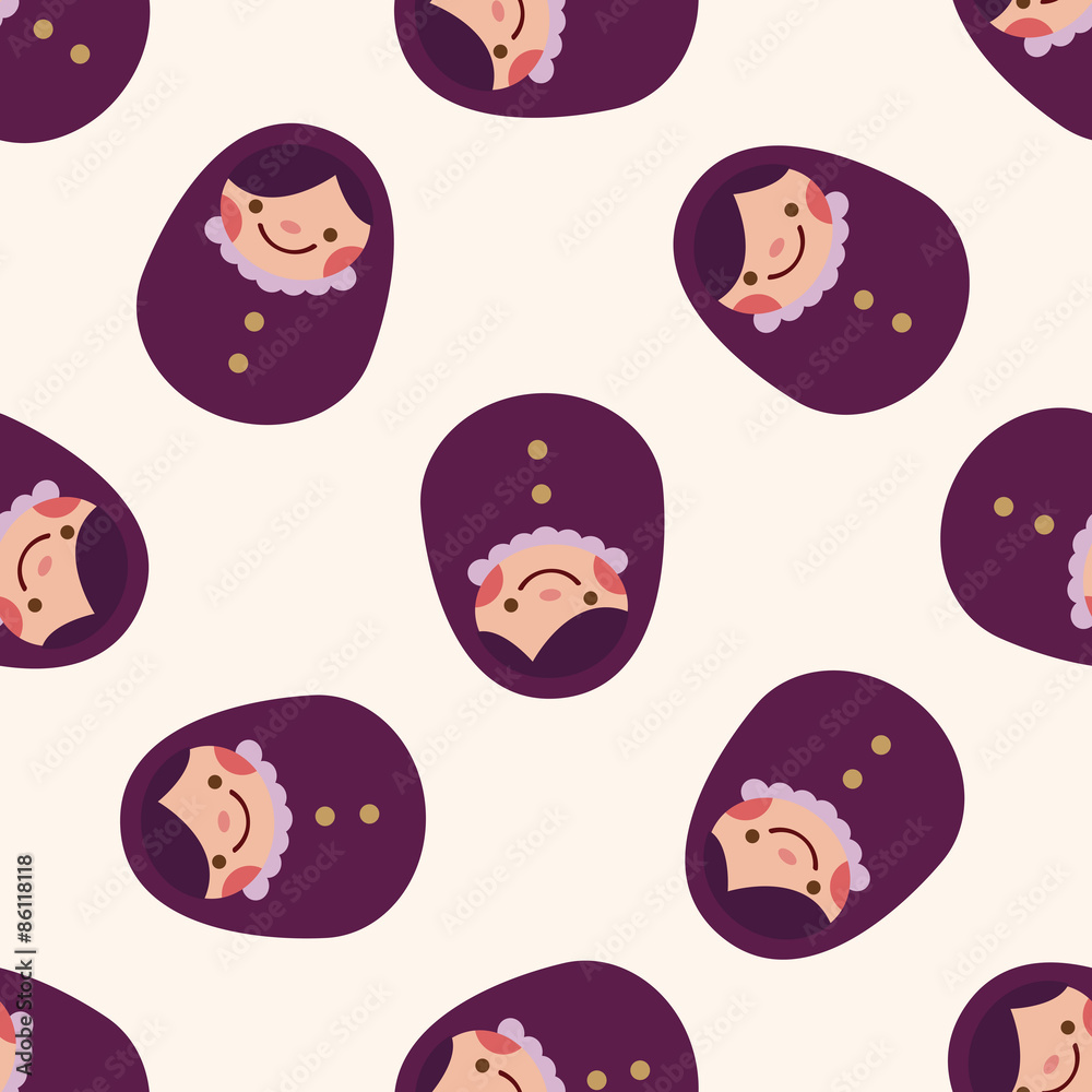 Matryoshka, Russian traditional wooden doll, fl,seamless pattern Matryoshka, Russian traditional wooden doll, fl,seamless pattern