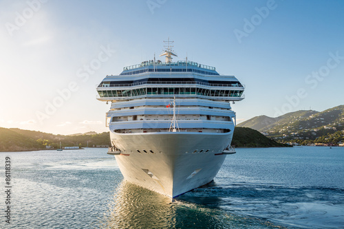 White Cruise Ship from Front