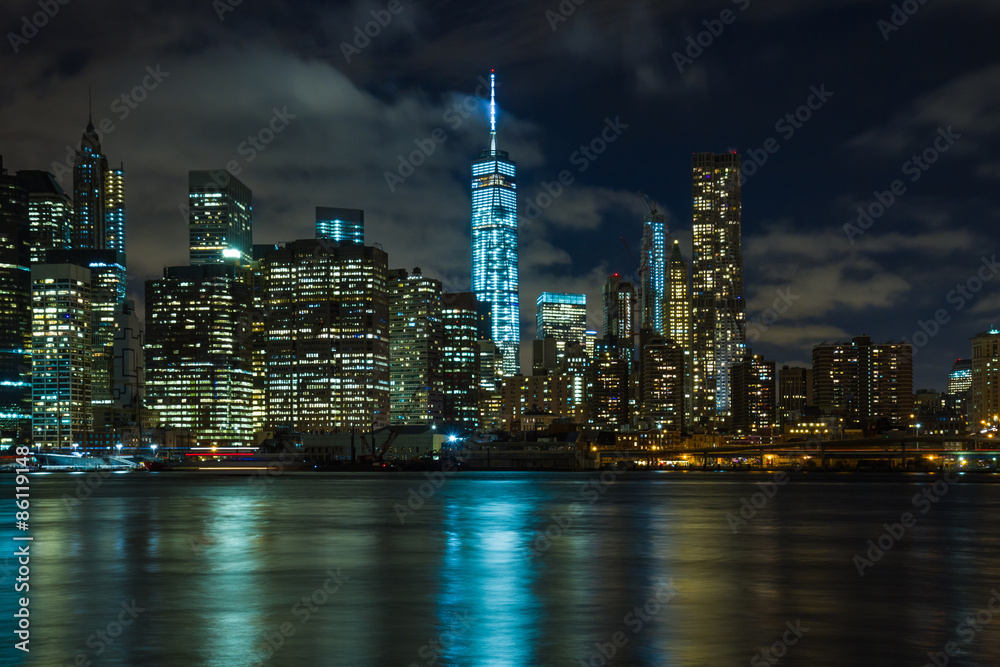 New York by night: Lower Manhattan and the One World Trade Cente New York by night: Lower Manhattan and the One World Trade Cente