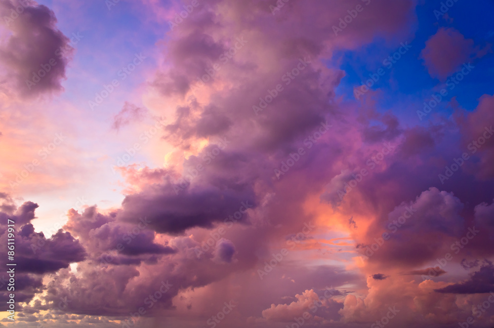 Cloudscape after the storm at sunset