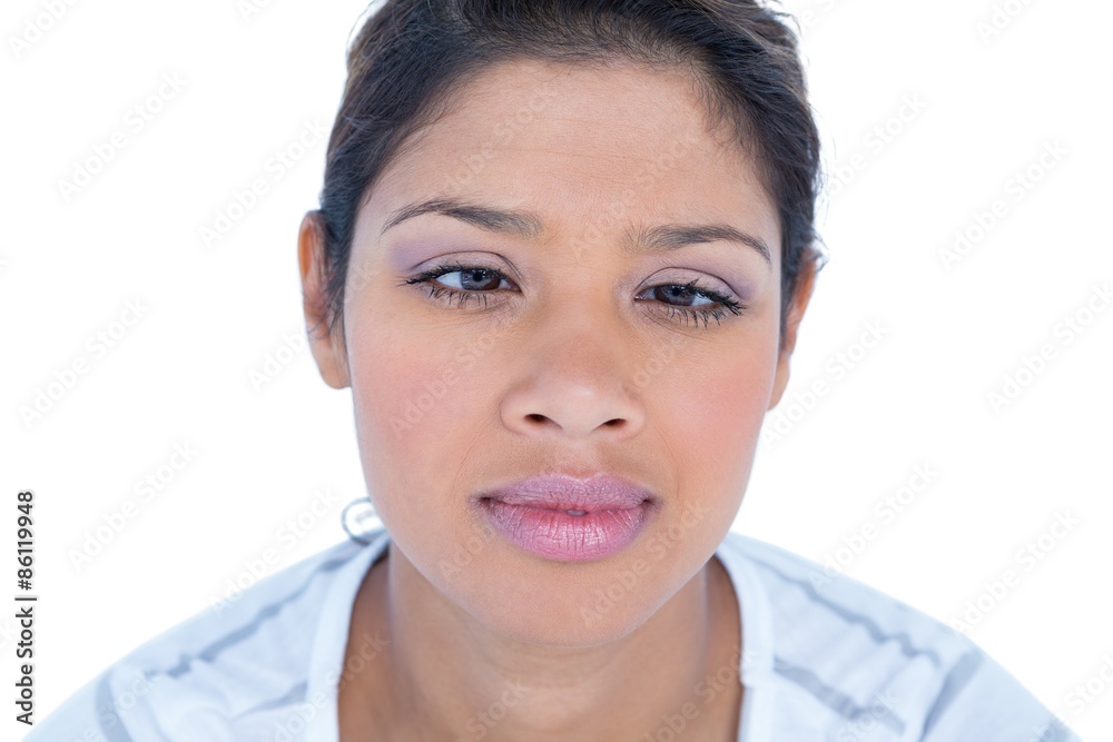 Pretty brunette grimacing at camera Pretty brunette grimacing at camera