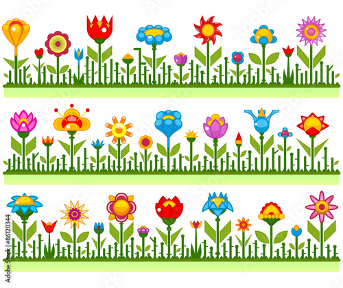 Floral borders with abstract flowers vector illustration