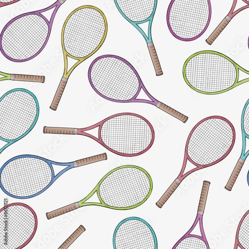 tennis racquets, seamless pattern © muuraa