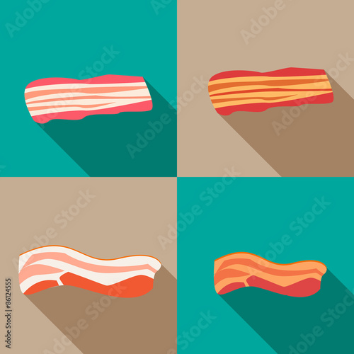 Set of smoked bacon and fresh bacon