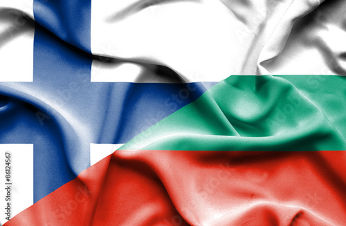 Waving flag of Bulgaria and Finland