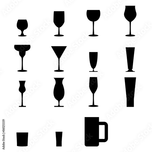 Set of silhouette glass Icons
