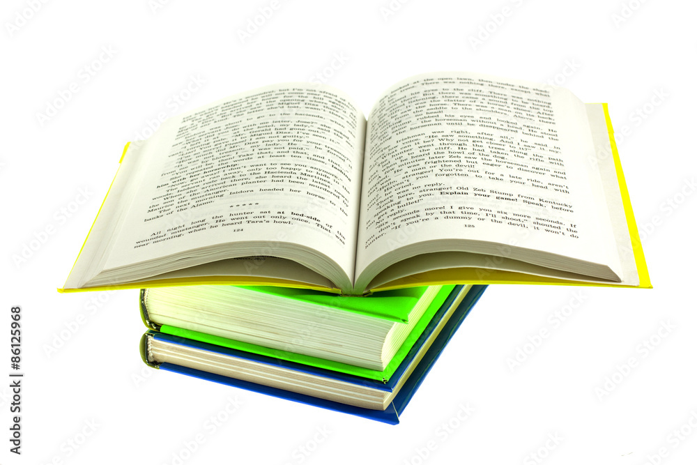Several multicolored bright books isolated on white background Several multicolored bright books isolated on white background