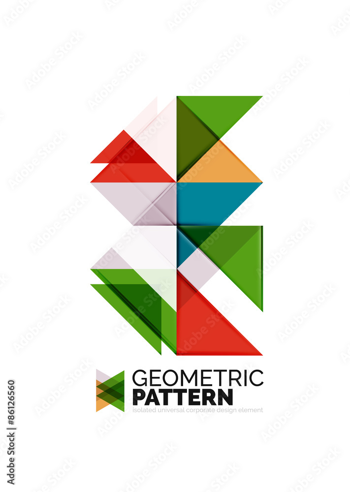 Geometric triangle mosaic pattern element isolated on white Geometric triangle mosaic pattern element isolated on white