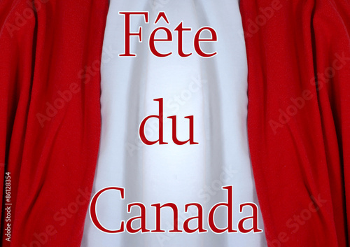 Draped fabric background in red and white wit Canada Day message