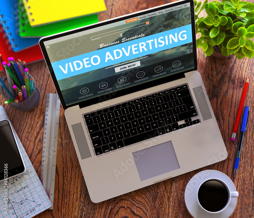 Video Advertising. Office Working Concept.