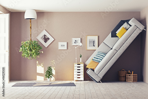 Bilde på lerret strange  interior. 3d concept