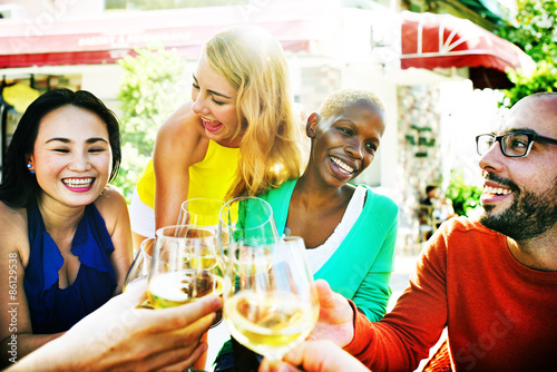 Diverse People Friends Hanging Out Drinking Concept